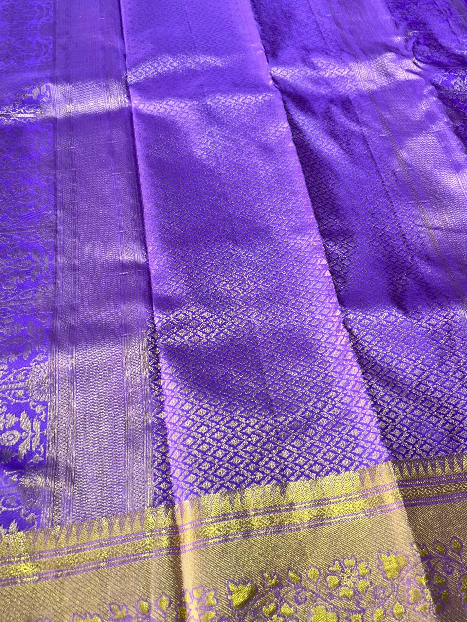 Sky blue pure handloom kanchipuram silk saree with 1g zari