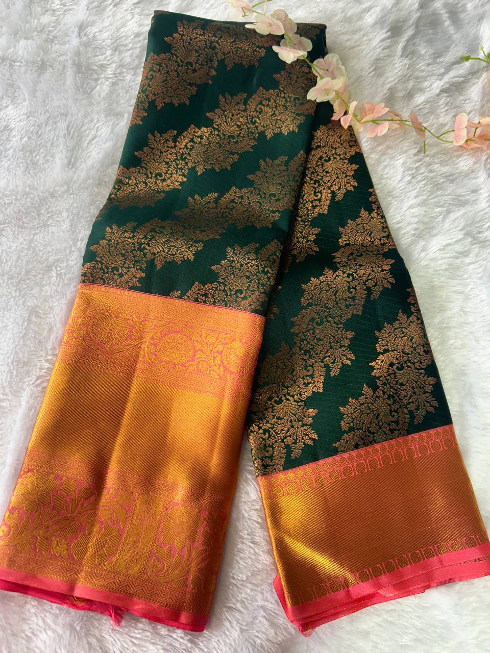 Elegant Colour of Pure Kanchipuram Silk Saree with 2g Zari