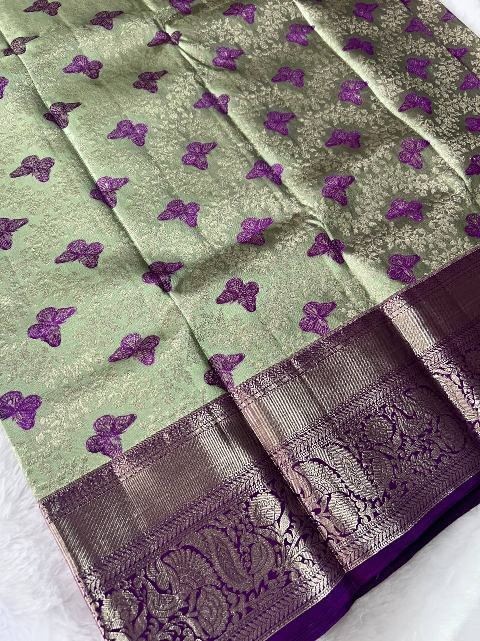 Trendy Butterfly Design Pure Kanchipuram Silk Saree