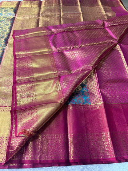 Handloom Floral Design Pure Kanchipuram Silk Saree with 2g Zari