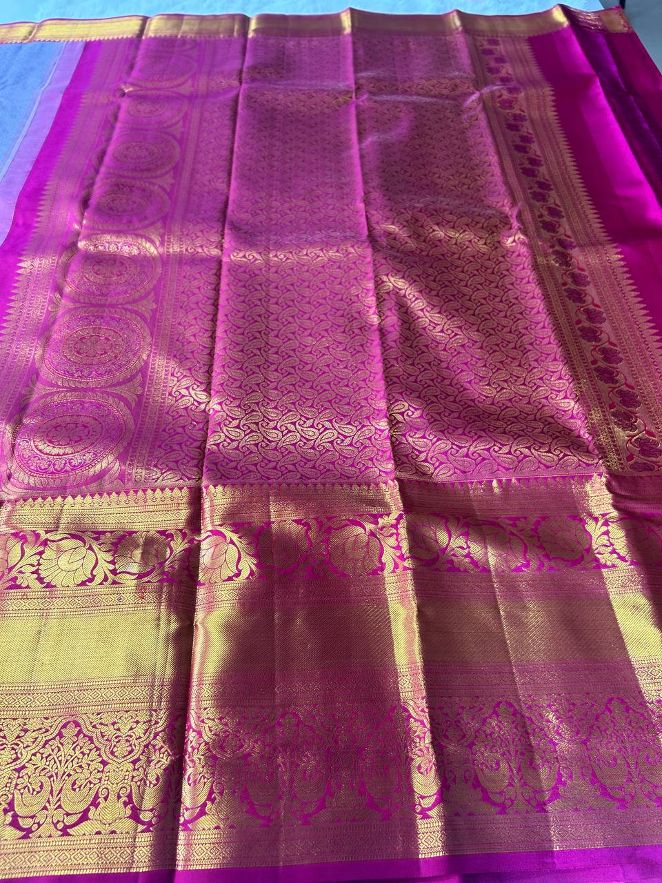 Lavender Colour Pure Kanchivaram Silk Saree with 2g Zari