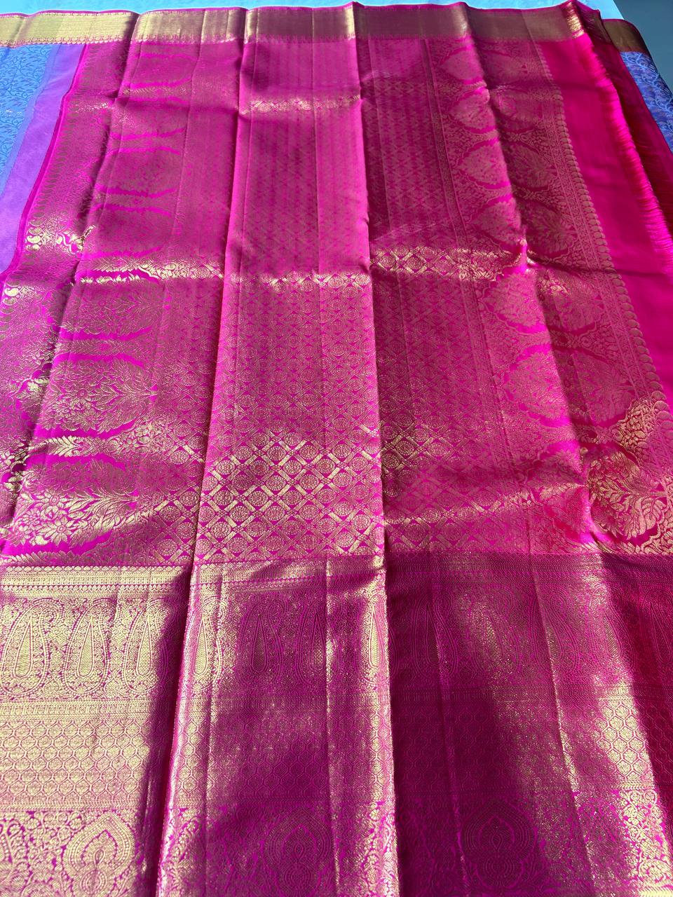 Lavender Colour Pure Kanchivaram Silk Saree with 1g Zari