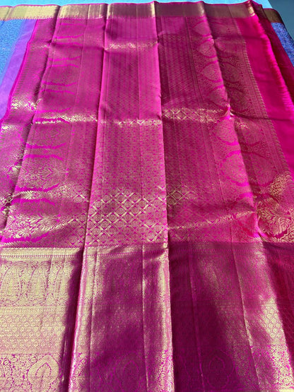 Lavender Colour Pure Kanchivaram Silk Saree with 1g Zari