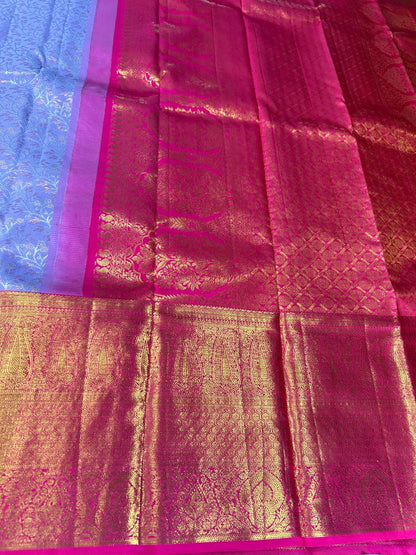 Lavender Colour Pure Kanchivaram Silk Saree with 1g Zari