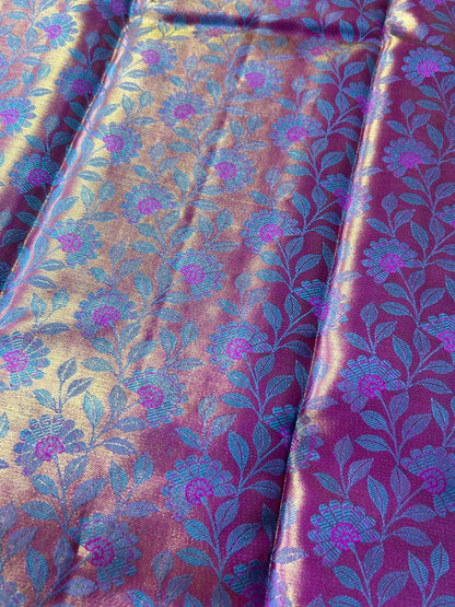 Handloom Floral Design Pure Kanchipuram Silk Saree with 2g Zari