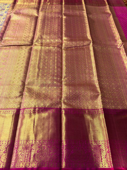 Handloom Floral Design Pure Kanchipuram Silk Saree with 2g Zari