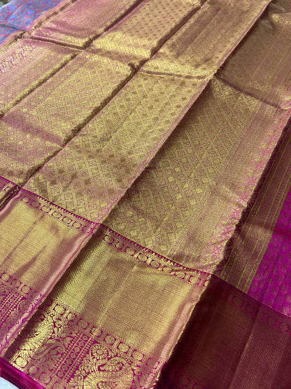 Handloom Floral Design Pure Kanchipuram Silk Saree with 2g Zari