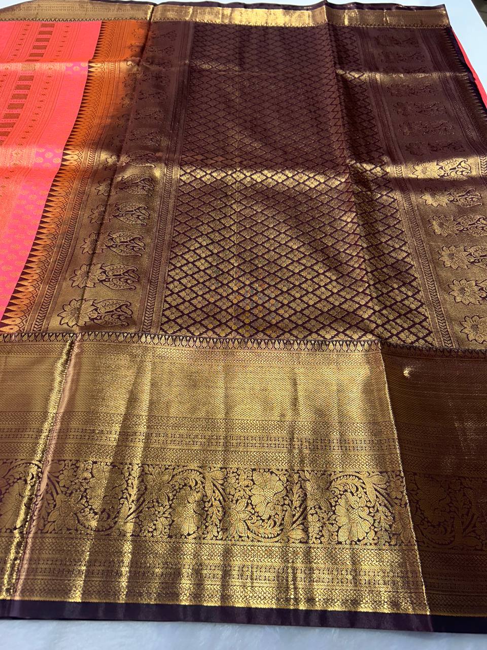 premium bridal semi kanchipuram  silk saree