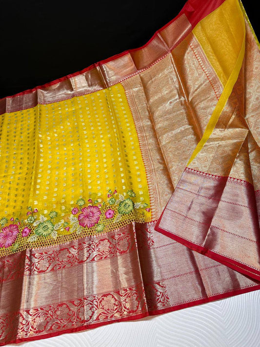 Soft premium Banarasi silk with embroidery and cutwork (Copy)