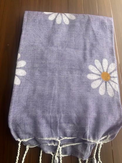 Flower hand print khadi cotton saree