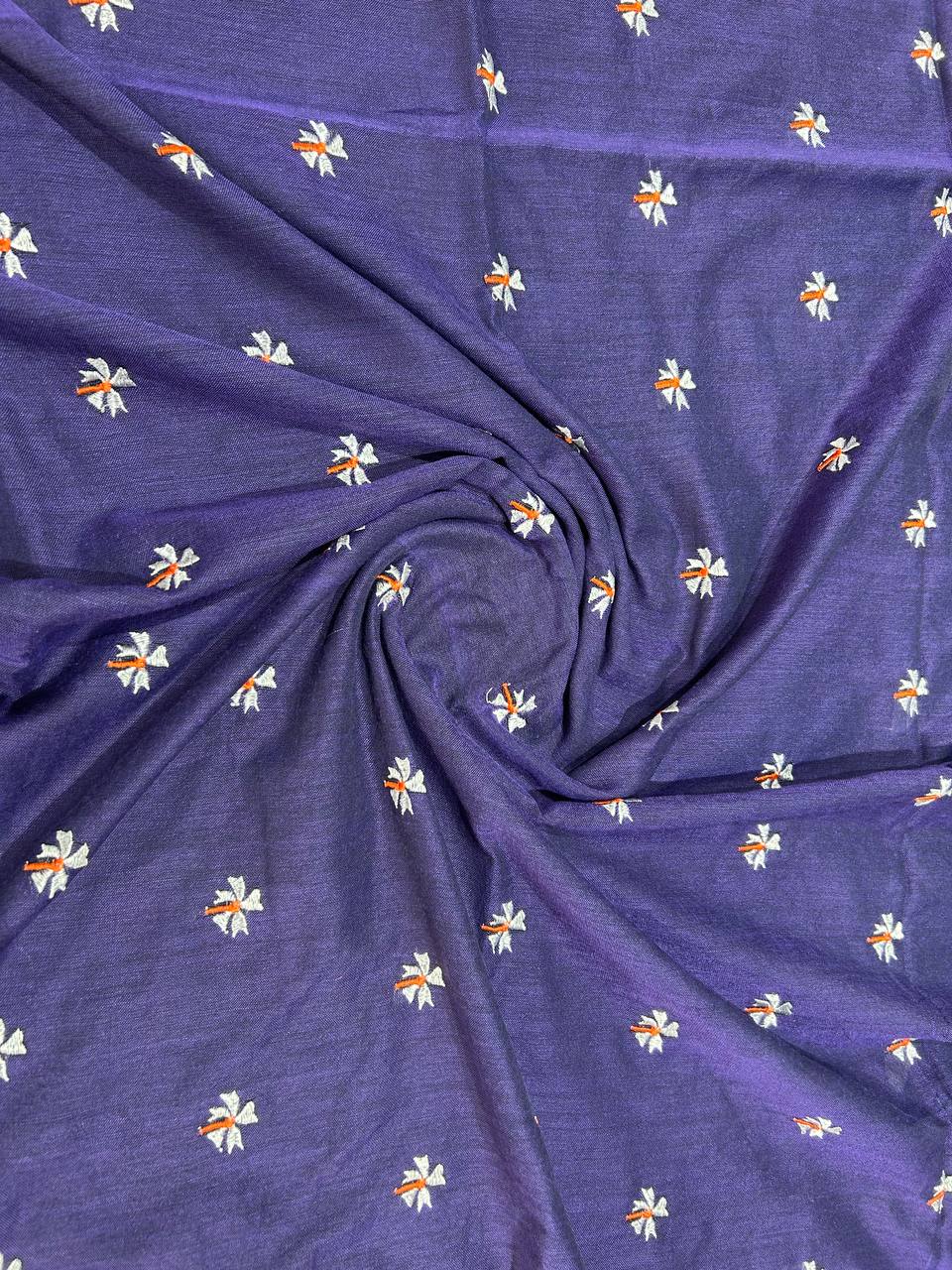 Khadi cotton saree with small flower embroidery