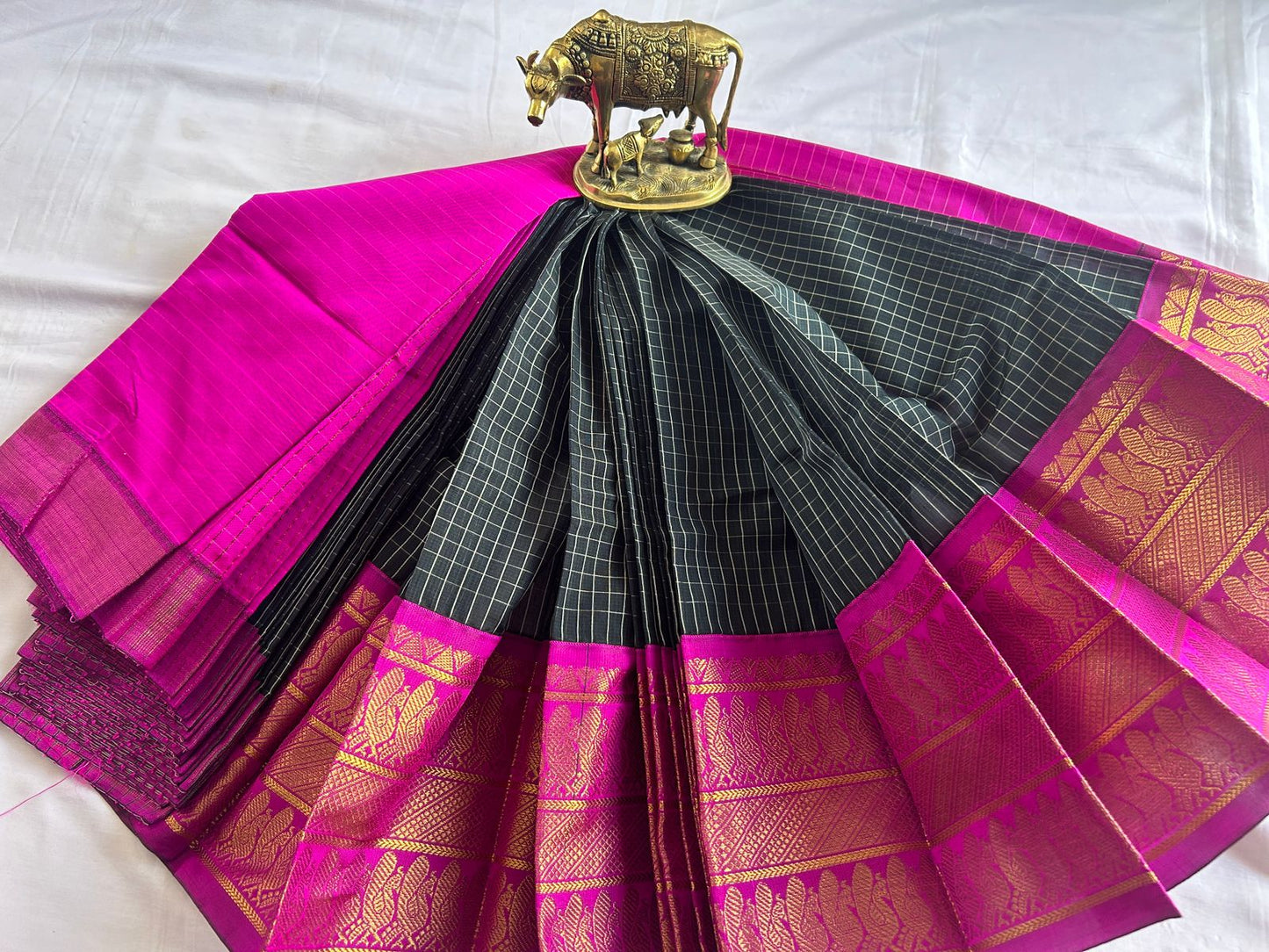 Elegant Kanchi Border Cotton Saree | Timeless Traditional Design & Comfortable Wear