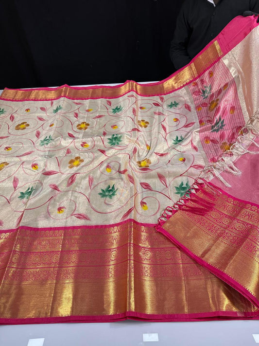 Soft Banarasi tissue silk saree