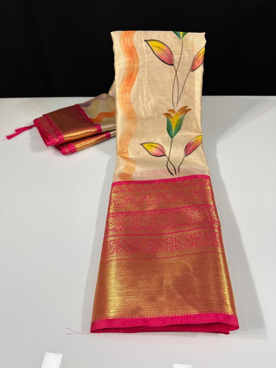 Soft Banarasi tissue silk saree