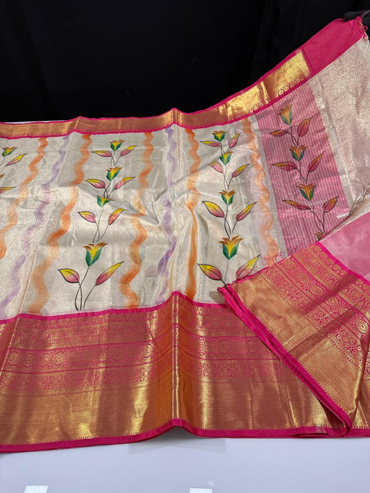 Soft Banarasi tissue silk saree