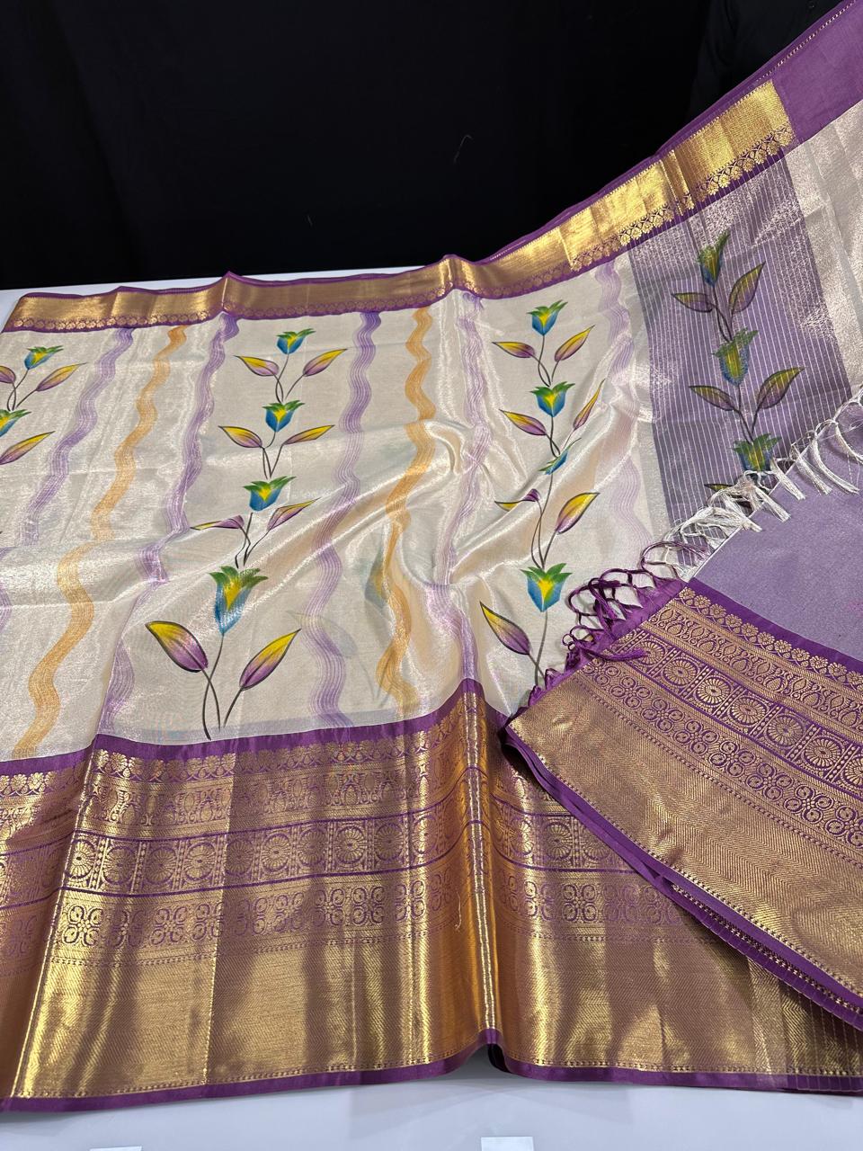 Soft Banarasi tissue silk saree