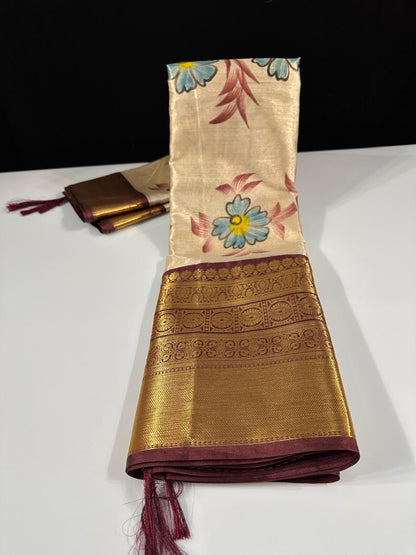 Soft Banarasi tissue silk saree