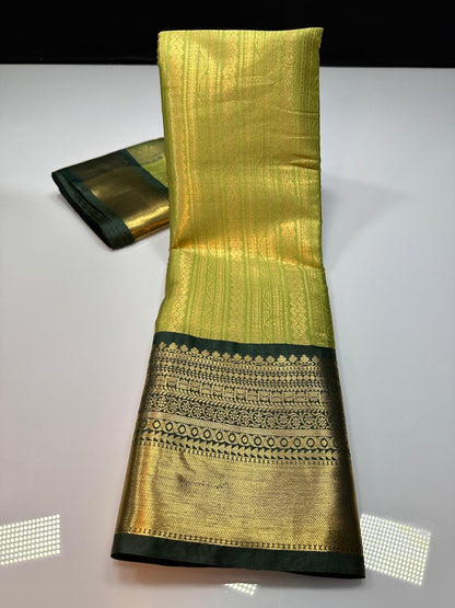 kanchipuram semi silk saree- Green