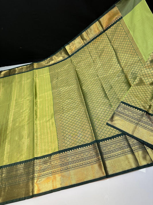 kanchipuram semi silk saree- Green