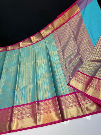 kanchipuram semi silk saree- Green