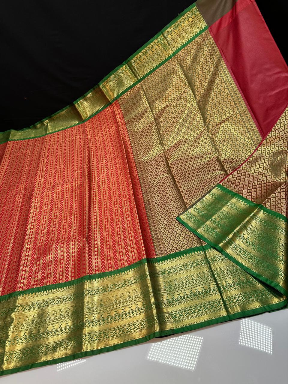 Kanchipuram semi silk saree -Red