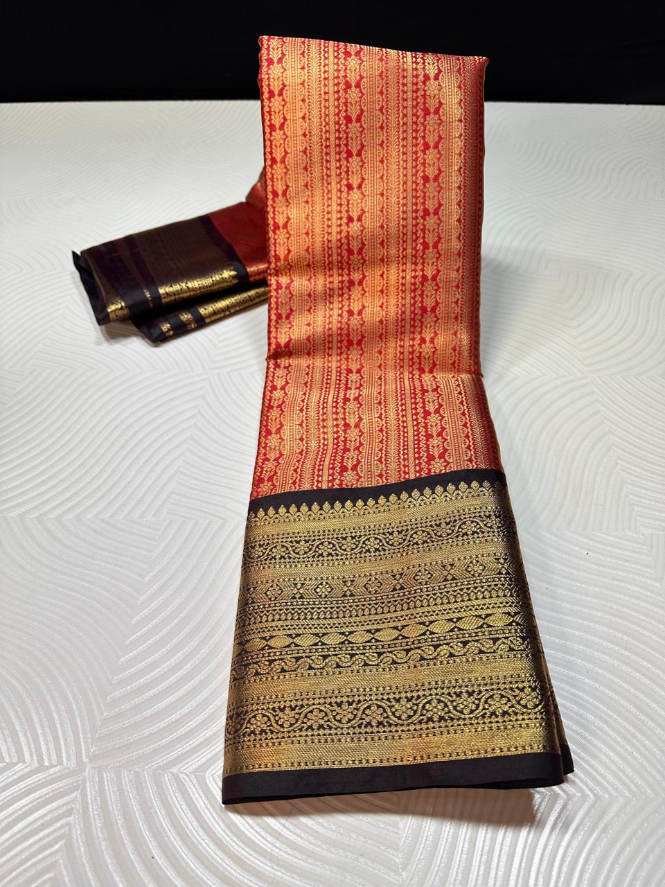 kanchipuram semi silk saree- Red