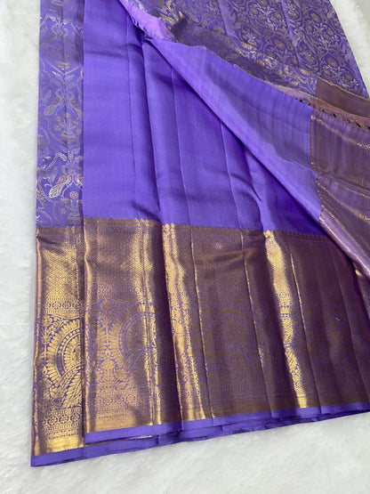 Lavender pure handloom silk saree with 2g zari