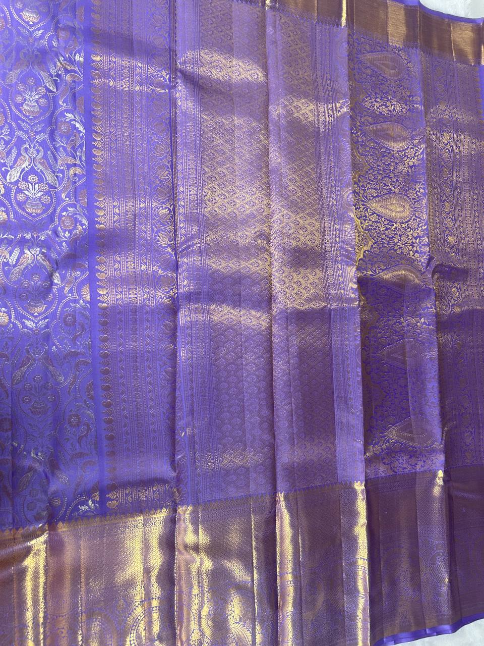 Lavender pure handloom silk saree with 2g zari