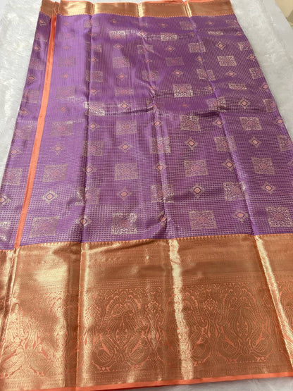 Lavender with peach pure handloom silk saree