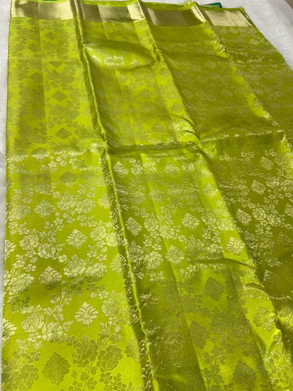 Green pure handloom silk saree with 1g zari