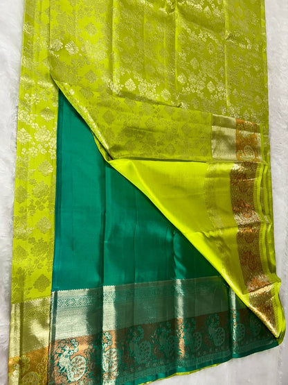 Green pure handloom silk saree with 1g zari