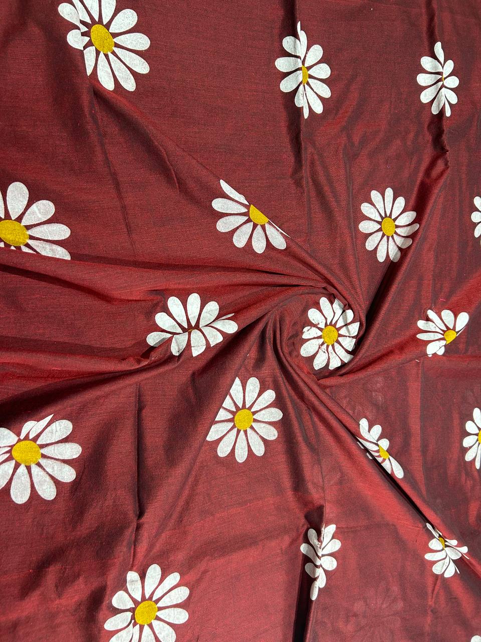 Flower hand print khadi cotton saree