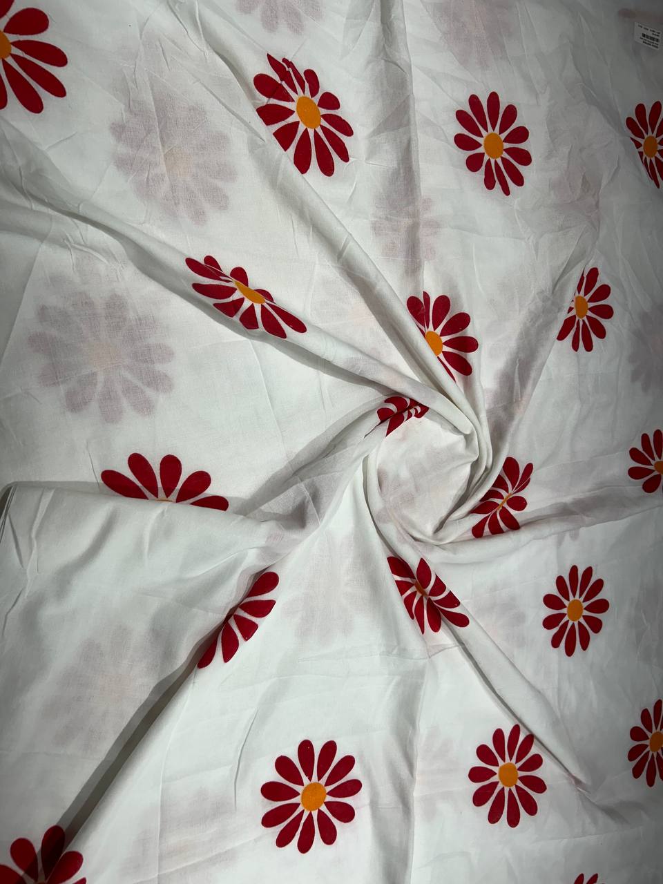 Flower hand print khadi cotton saree