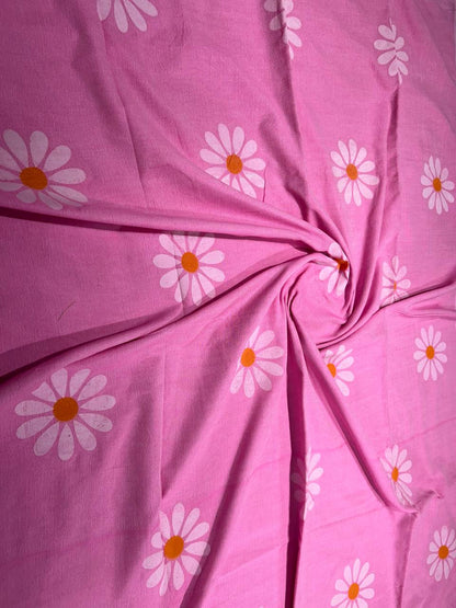 Flower hand print khadi cotton saree