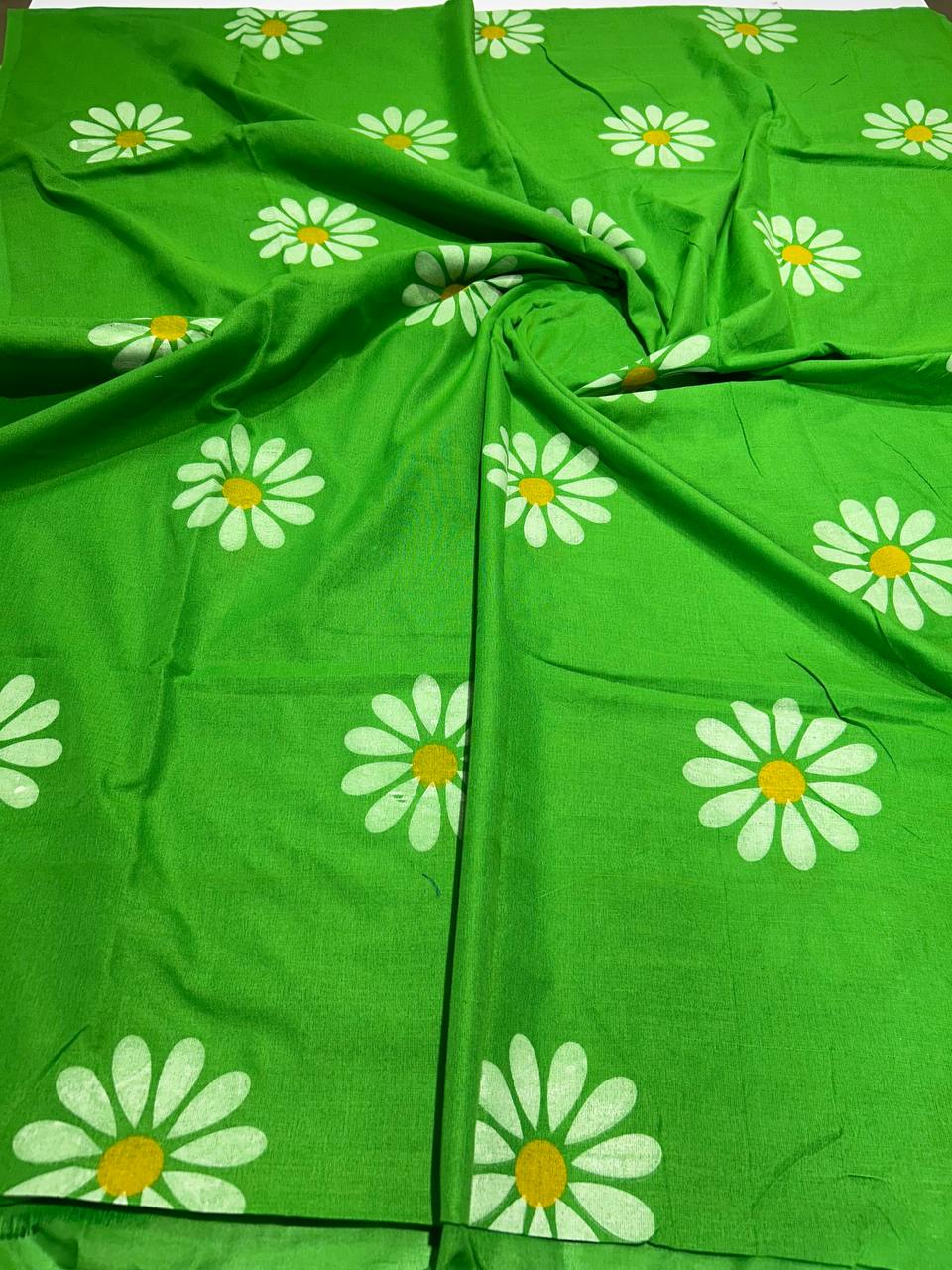 Flower hand print khadi cotton saree